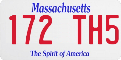 MA license plate 172TH5