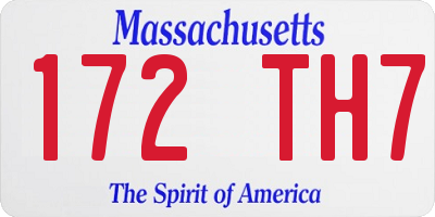 MA license plate 172TH7