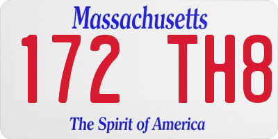 MA license plate 172TH8