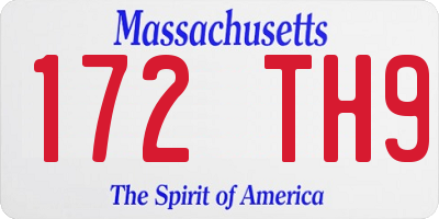 MA license plate 172TH9
