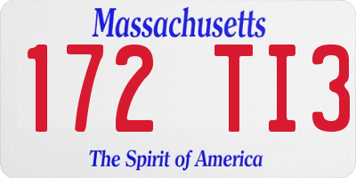 MA license plate 172TI3