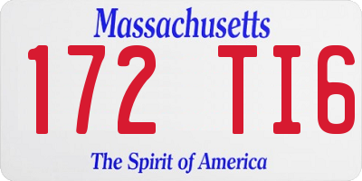 MA license plate 172TI6