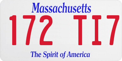 MA license plate 172TI7