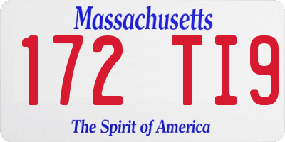 MA license plate 172TI9