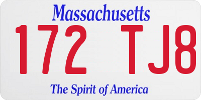 MA license plate 172TJ8