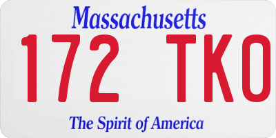 MA license plate 172TK0