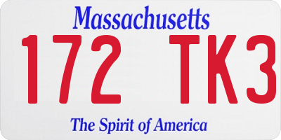 MA license plate 172TK3
