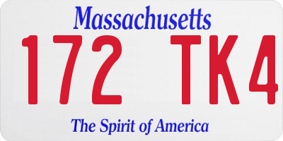 MA license plate 172TK4