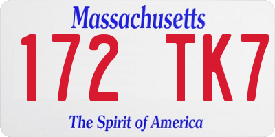 MA license plate 172TK7