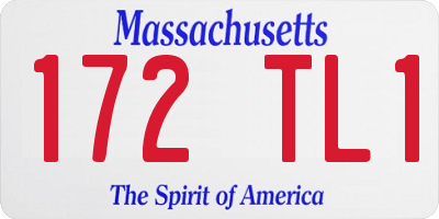 MA license plate 172TL1