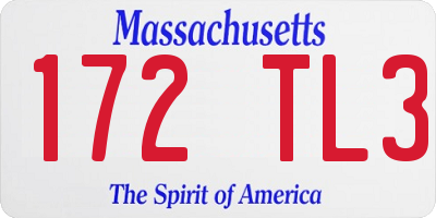 MA license plate 172TL3