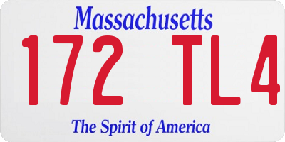 MA license plate 172TL4