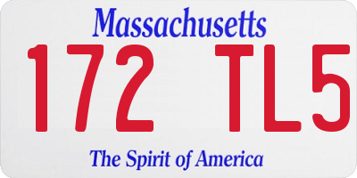 MA license plate 172TL5