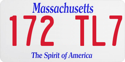 MA license plate 172TL7