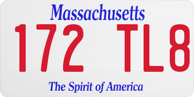 MA license plate 172TL8
