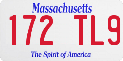 MA license plate 172TL9