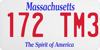 MA license plate 172TM3