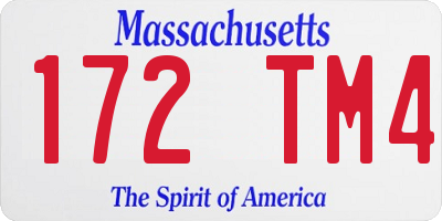 MA license plate 172TM4