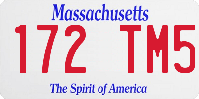 MA license plate 172TM5