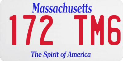 MA license plate 172TM6