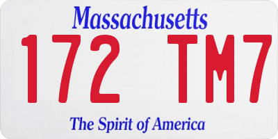 MA license plate 172TM7
