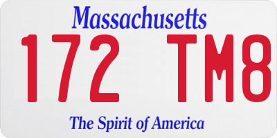 MA license plate 172TM8