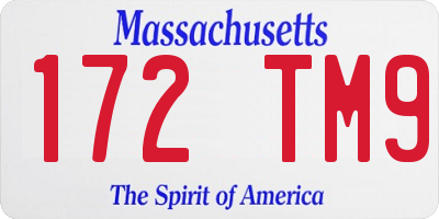 MA license plate 172TM9