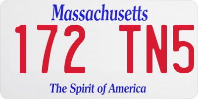 MA license plate 172TN5