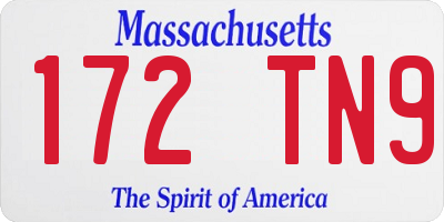 MA license plate 172TN9