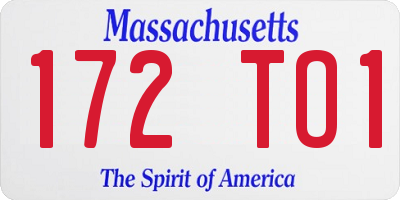 MA license plate 172TO1