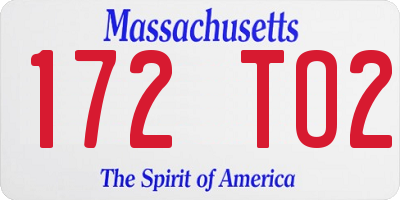 MA license plate 172TO2