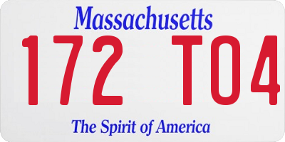 MA license plate 172TO4