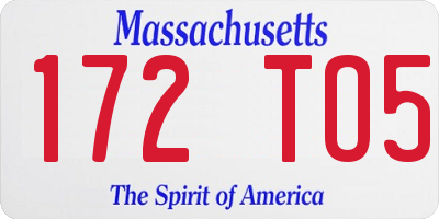 MA license plate 172TO5
