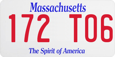 MA license plate 172TO6