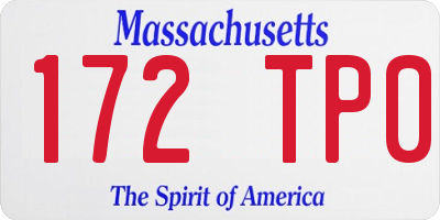 MA license plate 172TP0