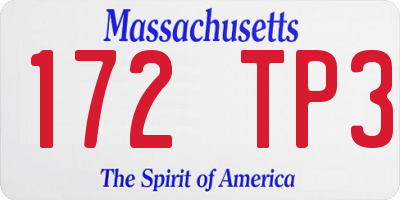 MA license plate 172TP3