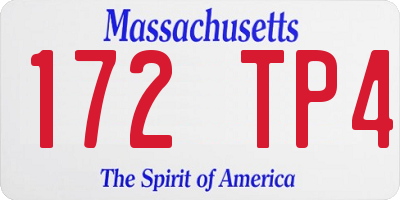 MA license plate 172TP4