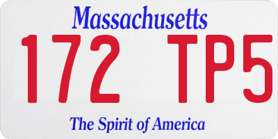 MA license plate 172TP5