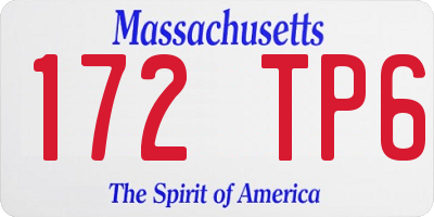 MA license plate 172TP6