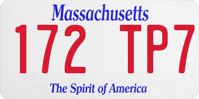 MA license plate 172TP7