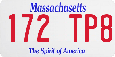 MA license plate 172TP8