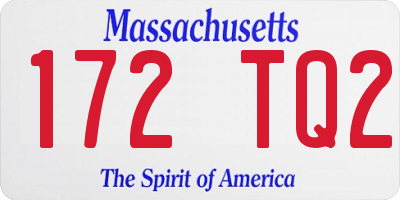 MA license plate 172TQ2