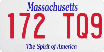MA license plate 172TQ9