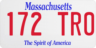 MA license plate 172TR0