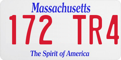 MA license plate 172TR4