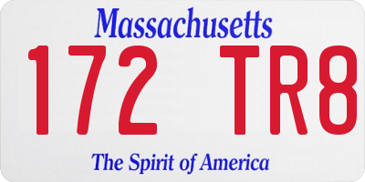 MA license plate 172TR8