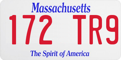 MA license plate 172TR9