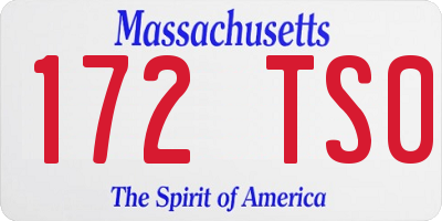 MA license plate 172TS0