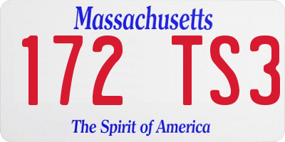 MA license plate 172TS3
