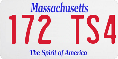 MA license plate 172TS4